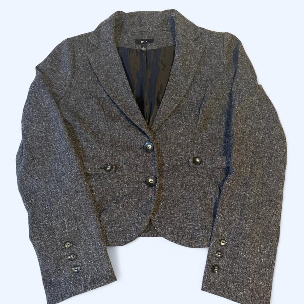 BCX Women's Gray Tweed Blazer Jacket